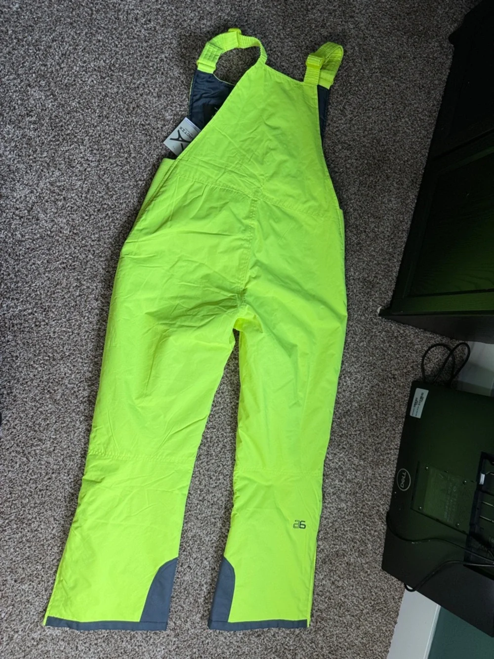 Arctix Neon Yellow High-Visibility Snow Bib Overalls with Gray Reinforcement - Picture 4 of 4